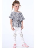 Girls\' blouse with ties, white and navy blue NDZ8200 - Online store - Boutique